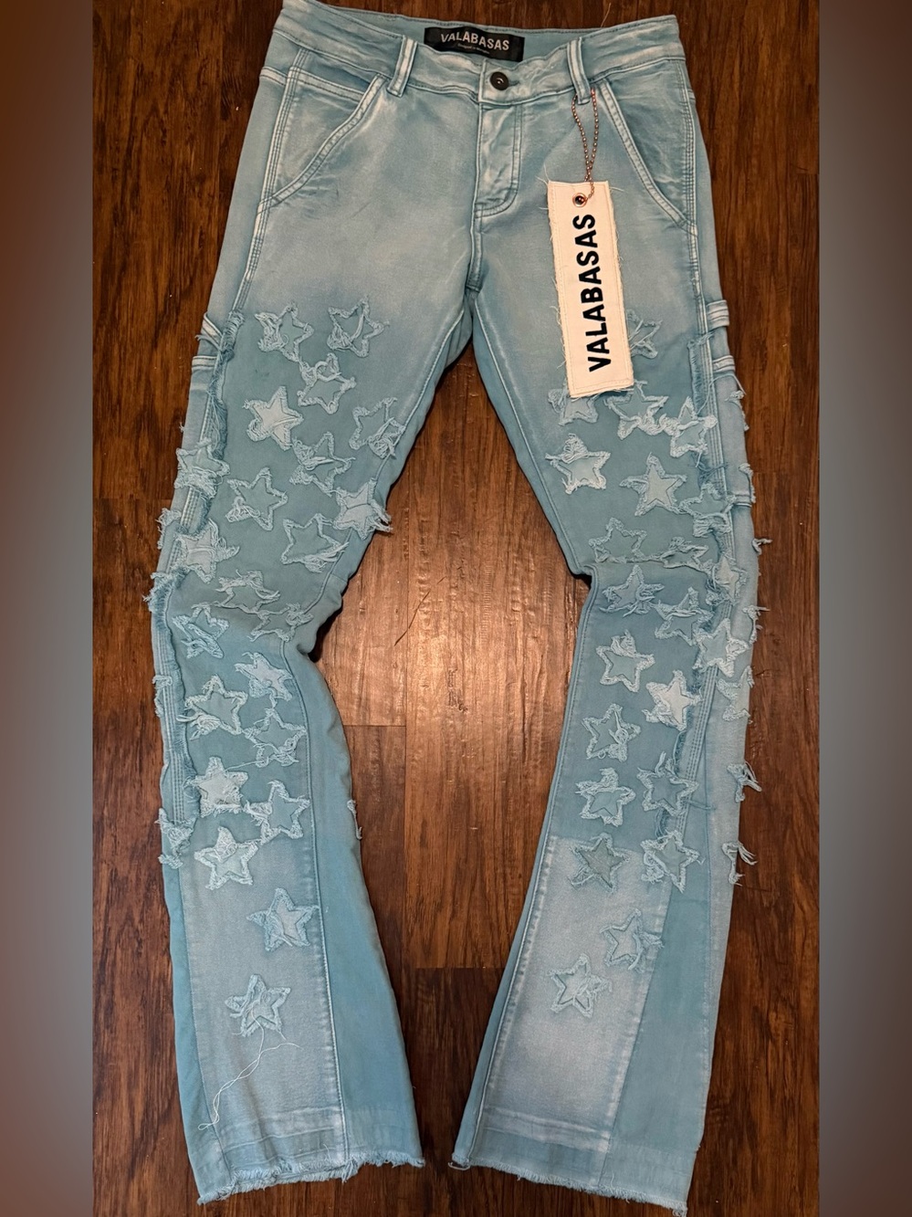 Valabasas Light Blue Star-Appliqué Flare Jeans